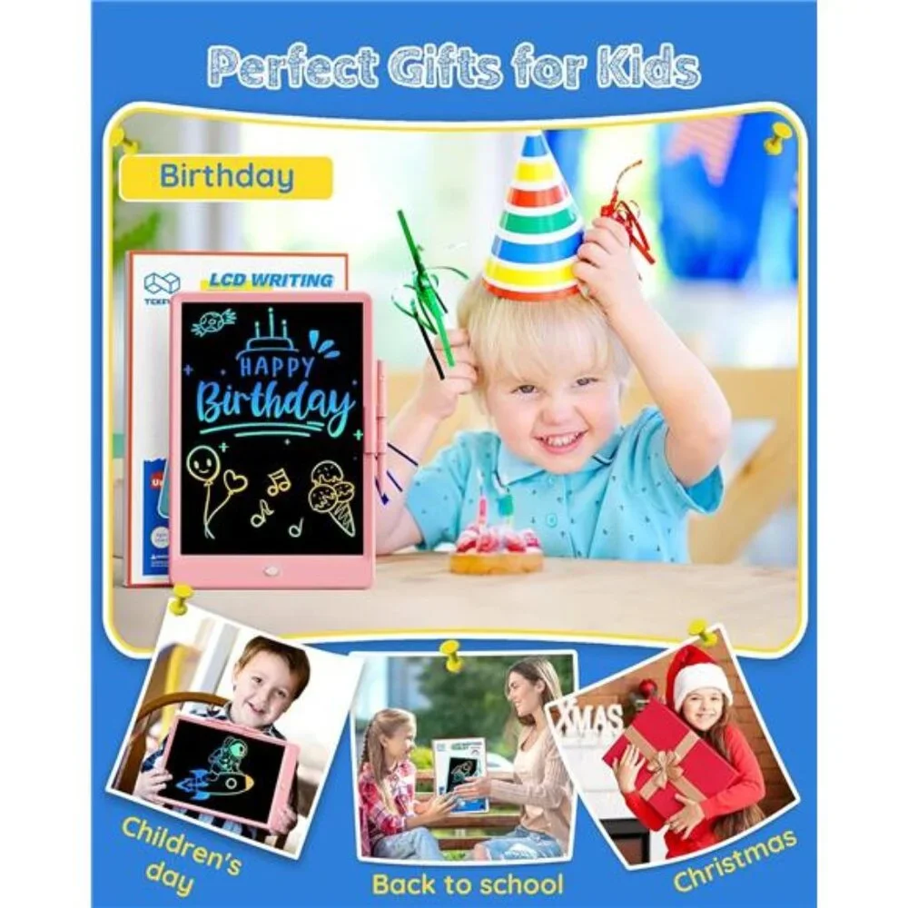 Kids LCD Writing‎ Tablet Doodle Board, 10inch Colorful Drawing Pad for Girls